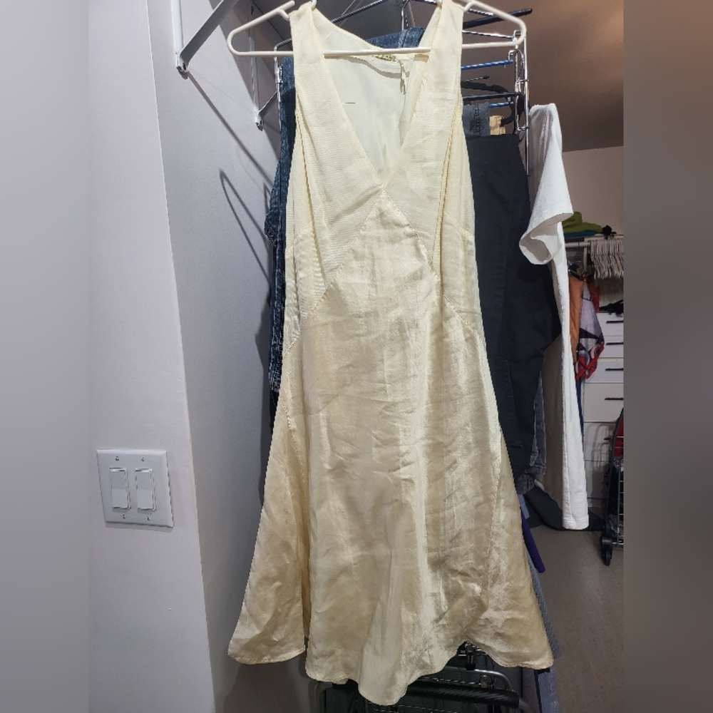 Max Studio silk linen bias cut mini dress